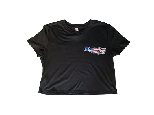 Womens American Flag Crop Tee